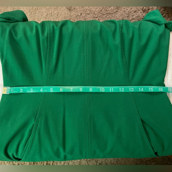 Tahari Size 12 Kelly Green Short Sleeve A-line Midi Dress w/ Pockets - Picture 9 of 9